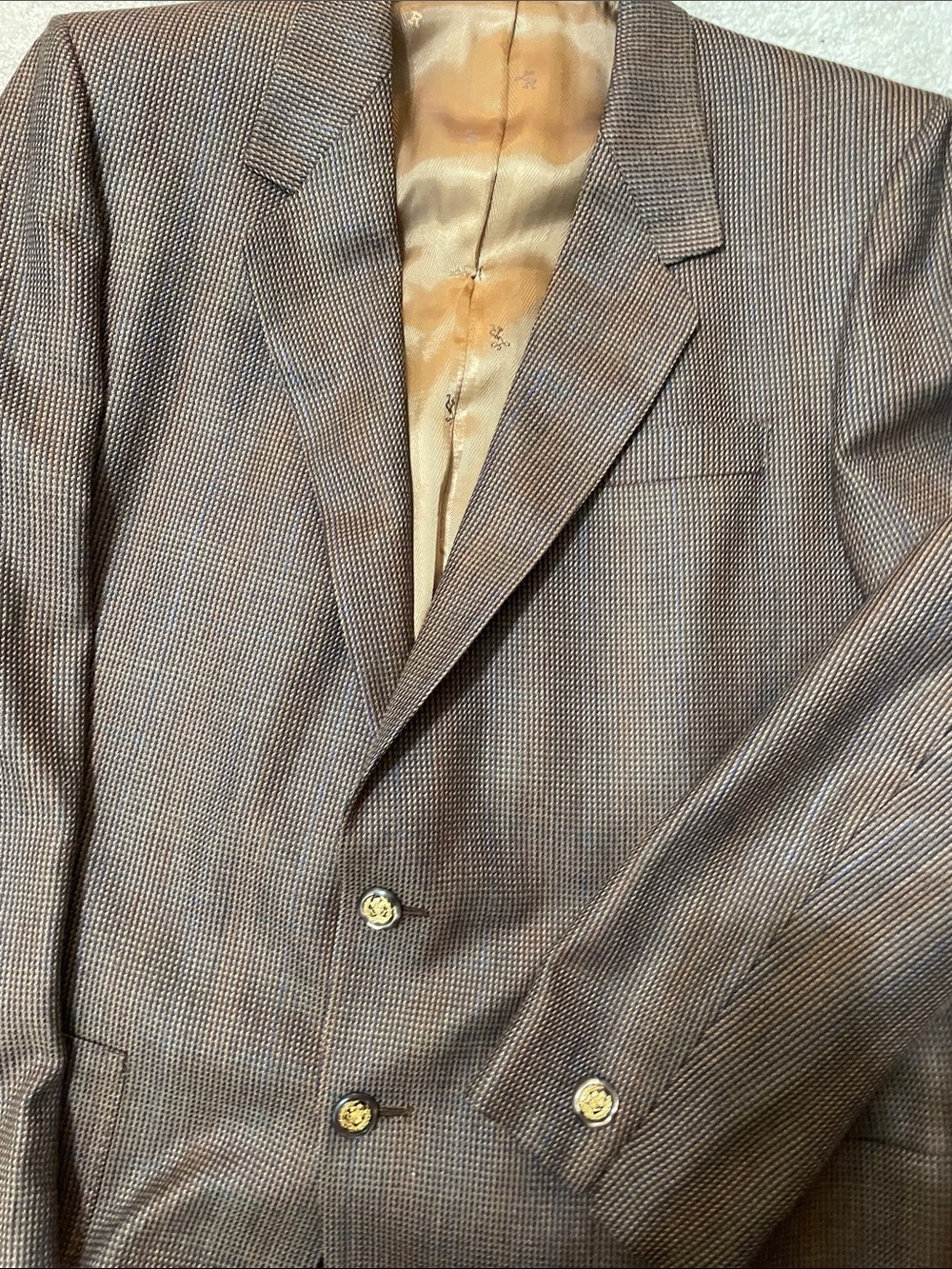 Vintage Louis Roth Light Brown Micro-Check Sport Coat Sz 42 L